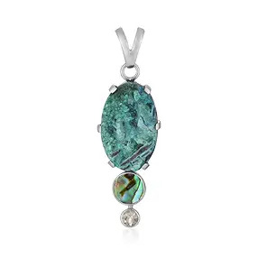 Gem Silica pendant, oval, paua shell, topaz, 4.5 cm, rhodiniert | Marco Schreier