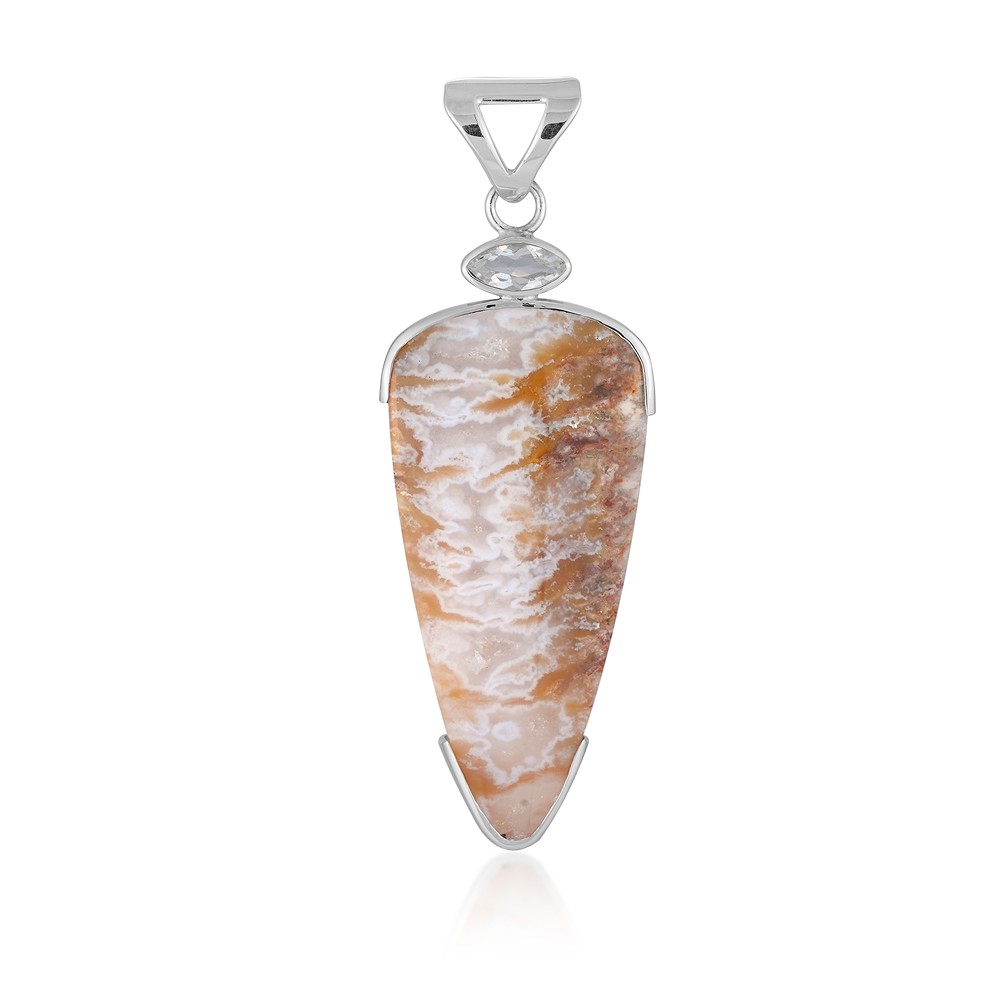 Anhänger Caramel-Druzy, Freeform (40 x 20mm), Topas, 5,6cm, rhodiniert | Marco Schreier