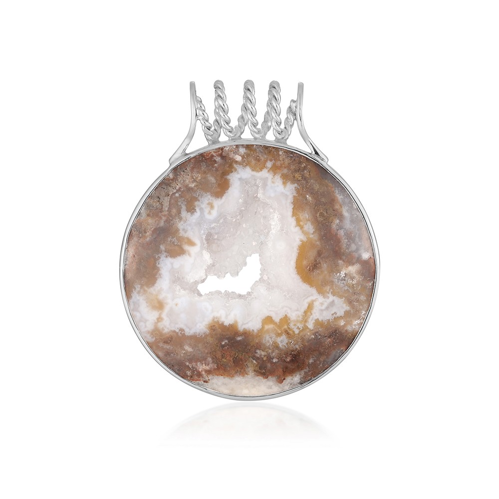 Anhänger Caramel-Druzy, rund (30mm), 3,9cm, rhodiniert | Marco Schreier