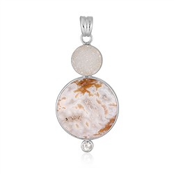 242018250266 Anhänger Caramel-Druzy, rund (24mm), Druzy, Topas, 5,1cm, rhodiniert | Marco Schreier