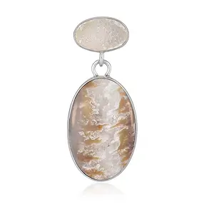 Anhänger Caramel-Druzy, Oval (25 x 17mm), Druzy, 3,6cm, rhodiniert | Marco Schreier