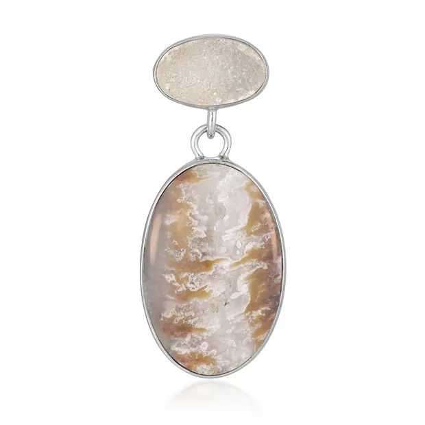 Anhänger Caramel-Druzy, Oval (25 x 17mm), Druzy, 3,6cm, rhodiniert | Marco Schreier