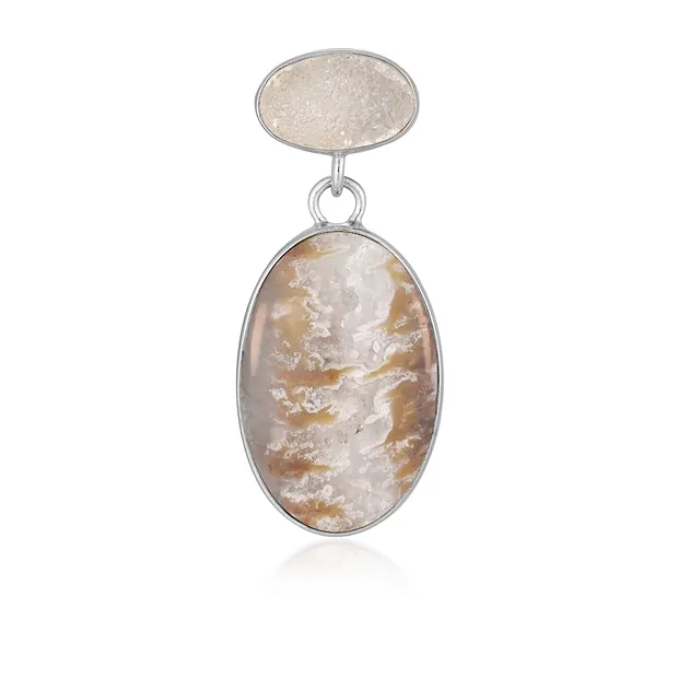 Anhänger Caramel-Druzy, Oval (25 x 17mm), Druzy, 3,6cm, rhodiniert | Marco Schreier