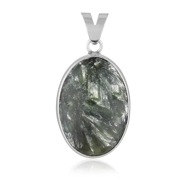 Colgante serafinita, oval (30 x 22mm), 5,2cm, rodinado | Marco Schreier