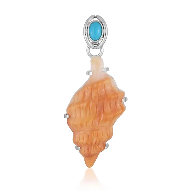 Ciondolo Spiny Oyster, conchiglia (35 x 18 cm), Turchese, 4,7 cm, rodiato | Marco Schreier