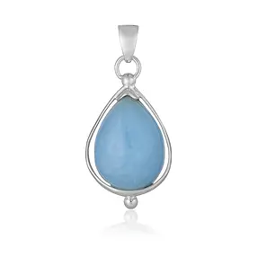Aquamarine drop pendant (24 x 18mm), 4.2cm, platinum plated | Marco Schreier