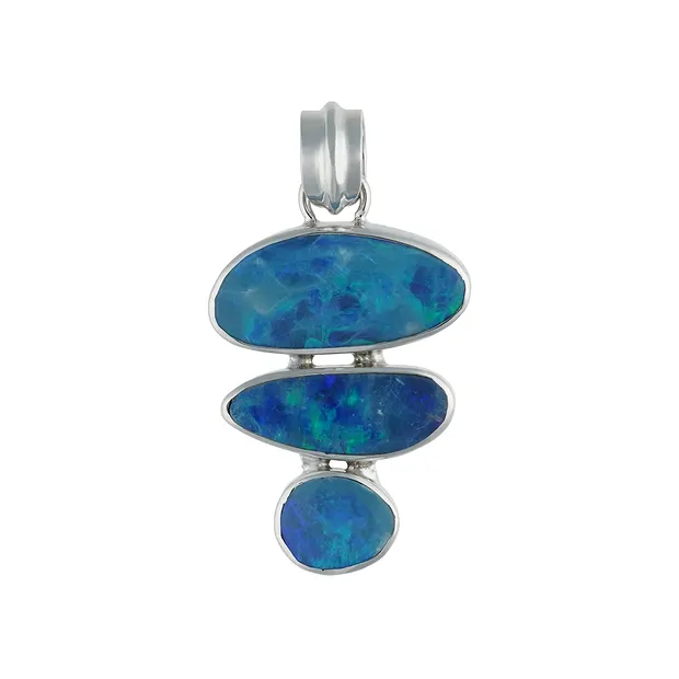 Pendentif opale (doublette), 3,5cm, rhodié | Marco Schreier