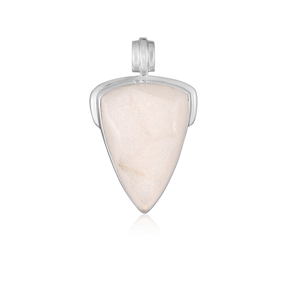 Pendentif Agate (Druzy) Triangle (31 x 24mm), 4,3cm, rhodié | Marco Schreier