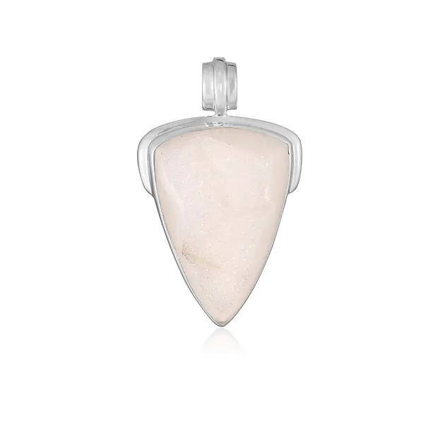 Agate (Druzy) pendant, triangle (31 x 24mm), 4.3cm, rhodiniert | Marco Schreier