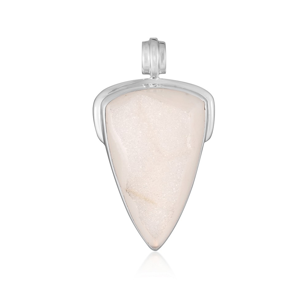 Colgante triángulo de Ágata (drusa) (37 x 19 mm), 4,7 cm, rodinado | Marco Schreier