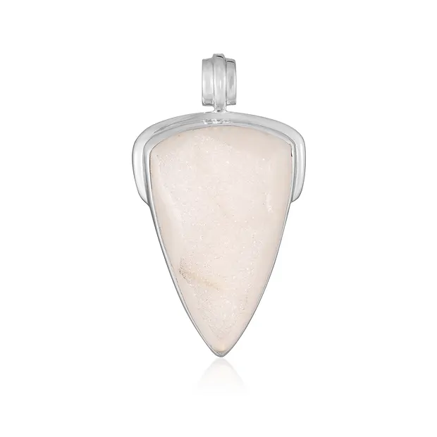 Colgante Ágata (druzy), triángulo (37 x 19mm), 4,7cm, rodinado | Marco Schreier