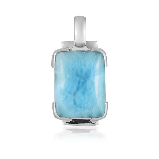 Anhänger Larimar, Rechteck (20 x 15mm), 3,0cm, rhodiniert | Marco Schreier