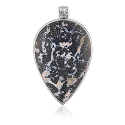 242018250306 Anhänger Palmholz schwarz/weiß, Tropfen (40 x 25mm), Topas, 3,4cm, rhodiniert | Marco Schreier