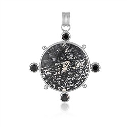 242018250310 Anhänger Palmholz schwarz/weiß, rund (26mm), 4,5cm, rhodiniert | Marco Schreier