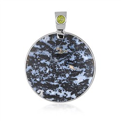 242018250311 Anhänger Palmholz schwarz/weiß, rund (32mm), Peridot, 4,3cm, rhodiniert | Marco Schreier
