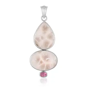 Ciondolo Natrolite, tormalina (rosa), 5,5 cm, rodiato | Marco Schreier