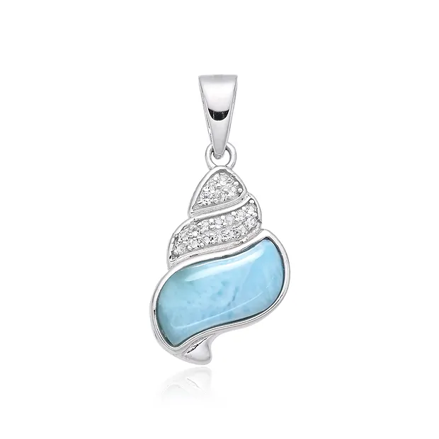 Colgante Larimar, concha, topacio, 2,7 cm, rodinado | Marco Schreier
