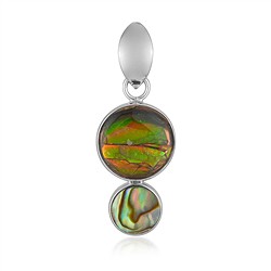 242018250322 Ammolite pendant, round (12mm), paua shell, 3.5cm, rhodiniert | Marco Schreier