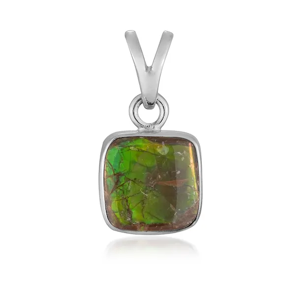 Ammolite pendant, cushion (10mm), 2.2cm, rhodiniert | Marco Schreier