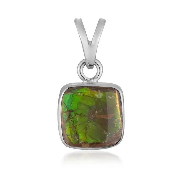 Ammolite pendant, cushion (10mm), 2.2cm, rhodiniert | Marco Schreier