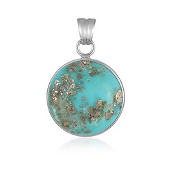 242018250328 Pendant Turquoise (stab.) round (22mm), 3,6cm, rhodiniert | Marco Schreier
