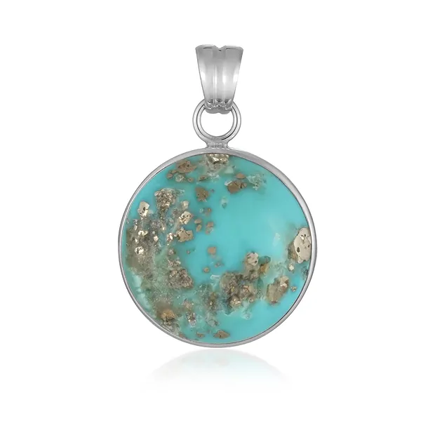 Pendant Turquoise (stab.) round (22mm), 3,6cm, rhodiniert | Marco Schreier