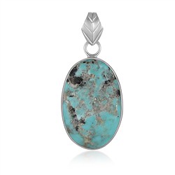 242018250330 Pendant Turquoise (stab.) oval (29 x 19mm), 4.2cm, rhodiniert | Marco Schreier