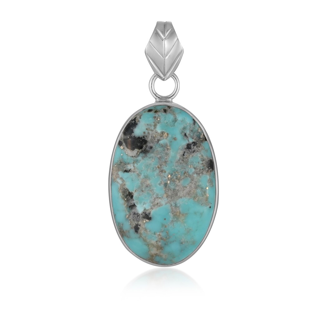 Pendant Turquoise (stab.) oval (29 x 19mm), 4.2cm, rhodiniert | Marco Schreier