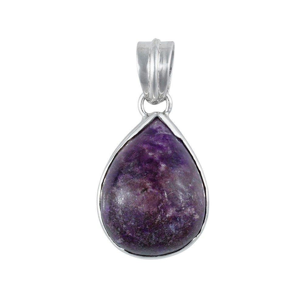 Anhänger Sugilith, Oval, 3,3cm, rhodiniert | GH Edelsteine, Heilsteine & Schmuck