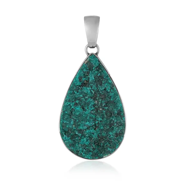 Dioptase Pendant, Teardrop, 4.3 cm, rhodiniert | gems, healing stones & jewelry
