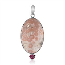 242018260029 Anhänger Friedensachat rosa, Oval, Turmalin, 5,3cm, rhodiniert | Marco Schreier