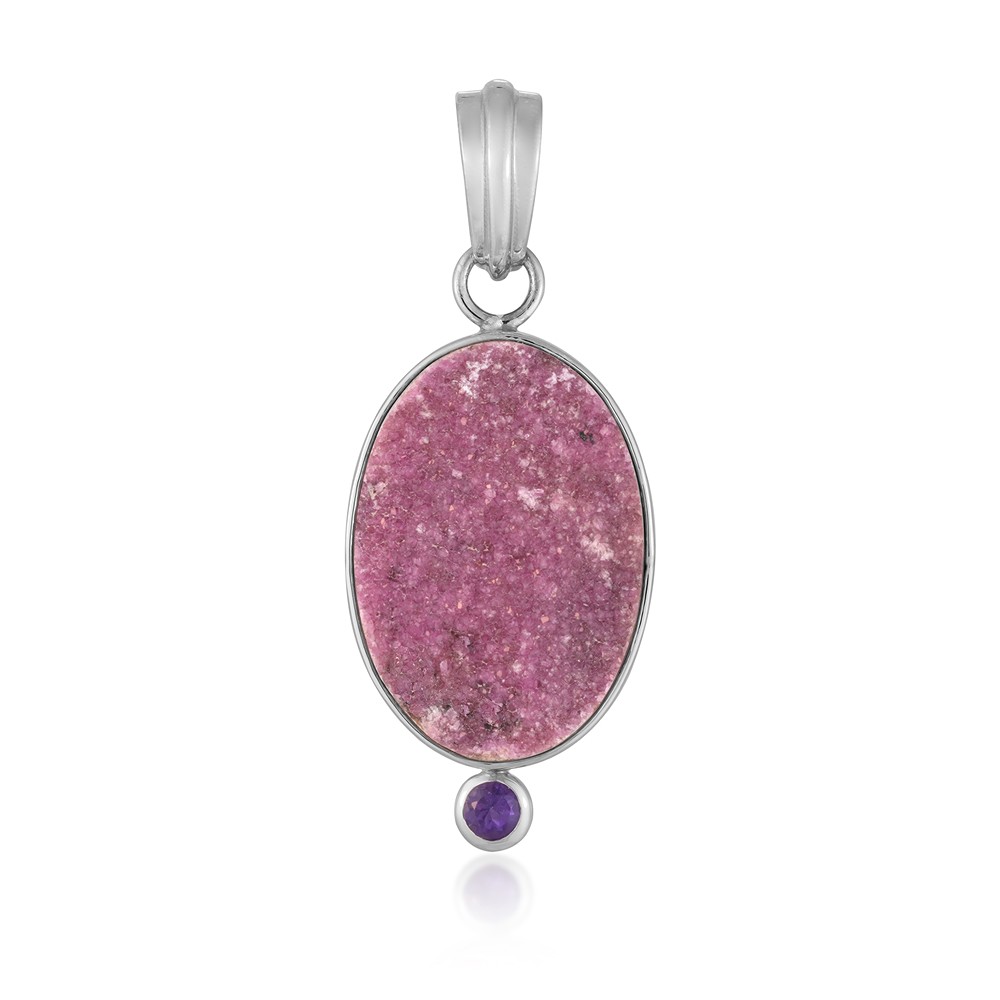 Anhänger Cobaltcalcit, Amethyst, 3,9cm, rhodiniert | Marco Schreier