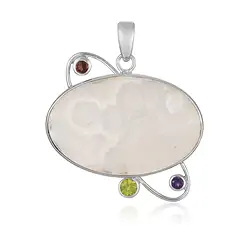 242018260037 Anhänger Friedensachat, Amethyst, Granat, Peridot, 4,3cm, rhodiniert | Marco Schreier