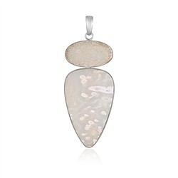 242018260039 Anhänger Friedensachat, Druzy-Achat, 6,7cm, rhodiniert | Marco Schreier