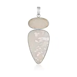 242018260039 Anhänger Friedensachat, Druzy-Achat, 6,7cm, rhodiniert | Marco Schreier