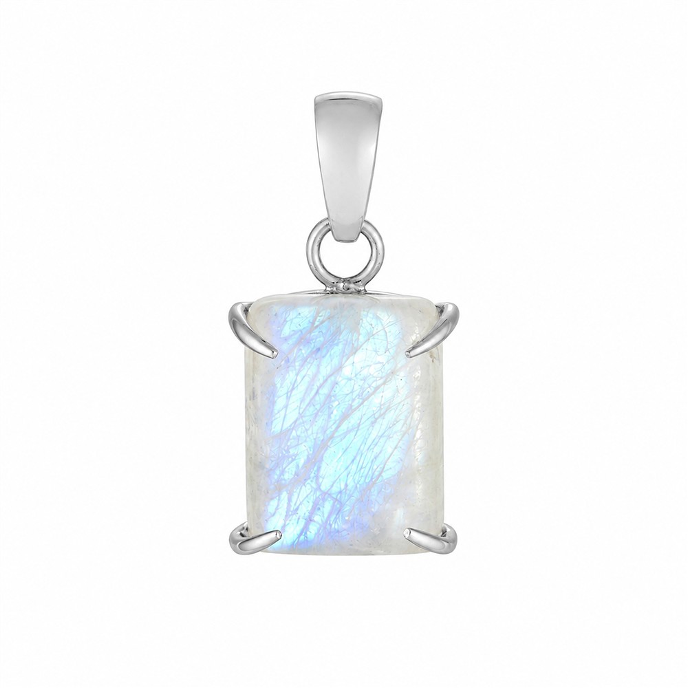 Ciondolo in Labradorite (bianca), rettangolare (16 × 12 mm), 2,8 cm, rodiato | Marco Schreier
