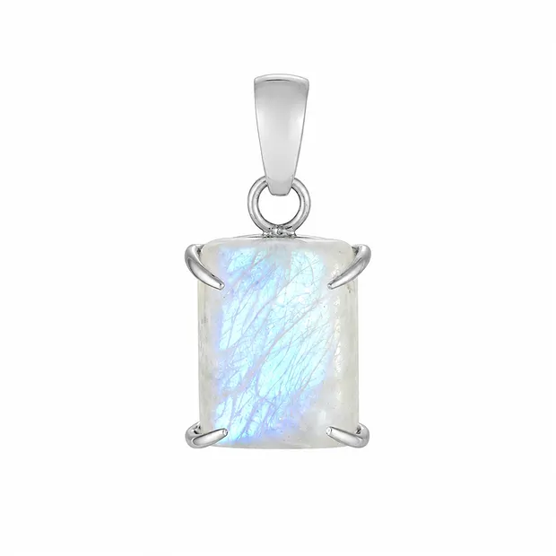Ciondolo in Labradorite (bianca), rettangolare (16 × 12 mm), 2,8 cm, rodiato | Marco Schreier