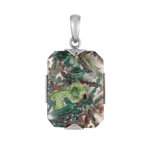 Venus Chalcedony Pendant, Rectangle, 3.6 cm, rhodiniert | Marco Schreier