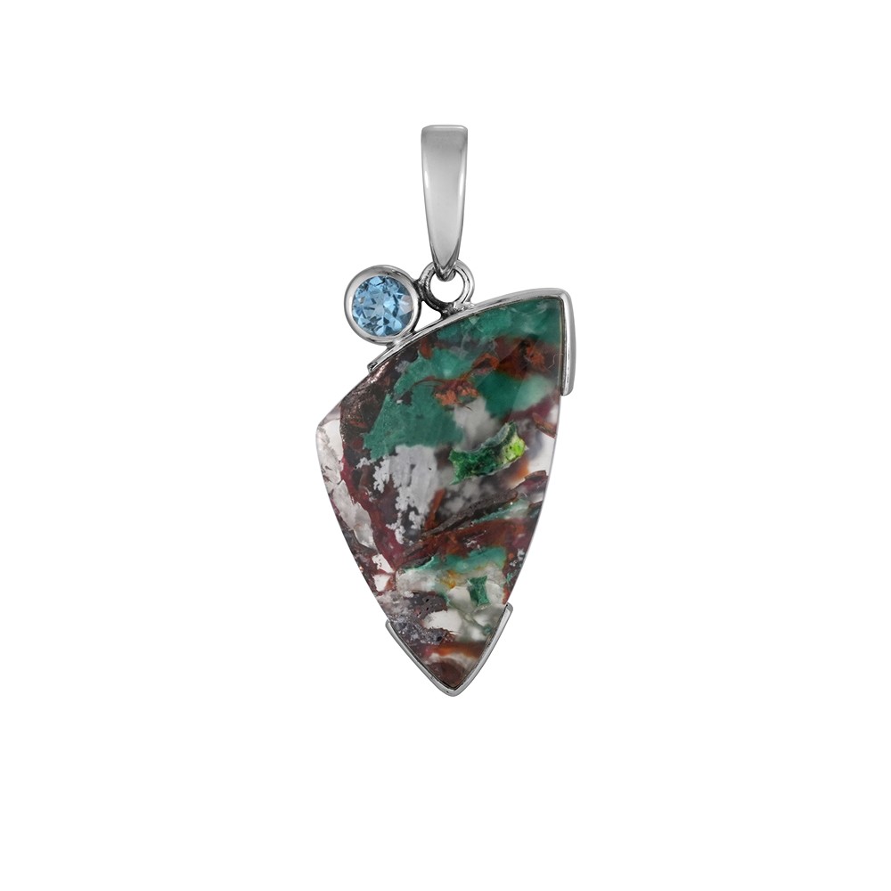 Ciondolo in calcedonio Venere, Fancy (27×16 mm), topazio blu (4 mm), 3,7 cm, placcato in rodio | Marco Schreier