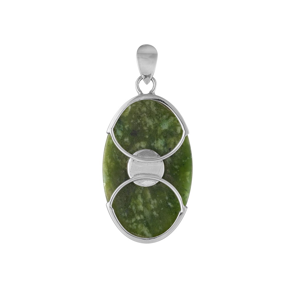 Pendentif en Néphrite, ovale, 5,0 cm, rhodié | Marco Schreier
