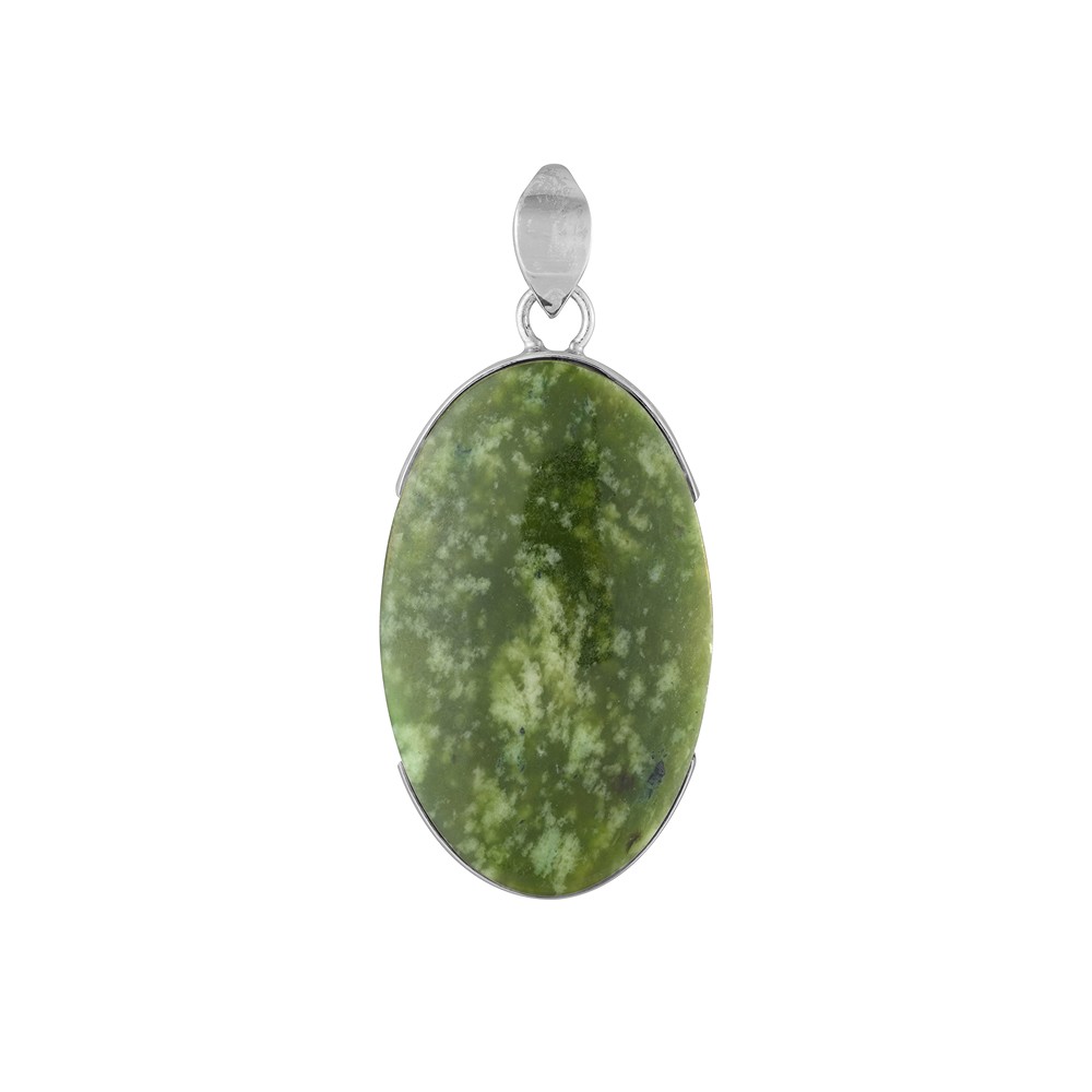 Pendentif en Néphrite, ovale, 5,0 cm, rhodié | Marco Schreier
