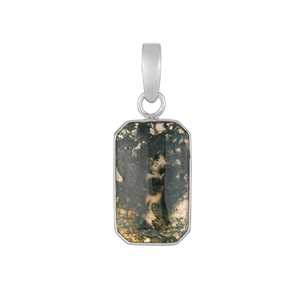 Colgante de ágata musgo, rectangular (22 × 13 mm), rodinado | Marco Schreier