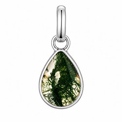 242018260094 Moss Agate pendant, teardrop shape (11 × 9 mm), 2.2 cm, rhodiniert | Marco Schreier