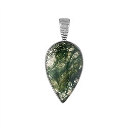 242018260096 Moss Agate Pendant, Teardrop, 3.6 cm, rhodiniert | Marco Schreier