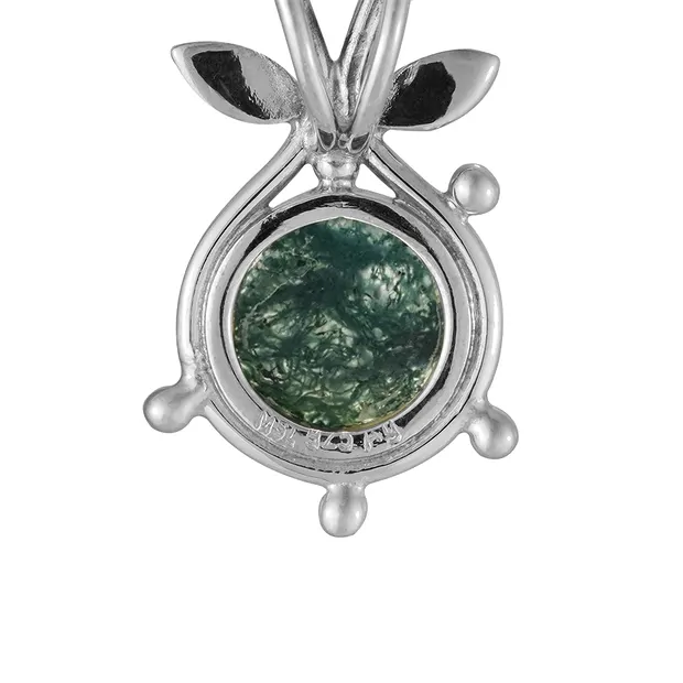 Moss Agate pendant, round (9 mm), 2.7 cm, rhodiniert | Marco Schreier