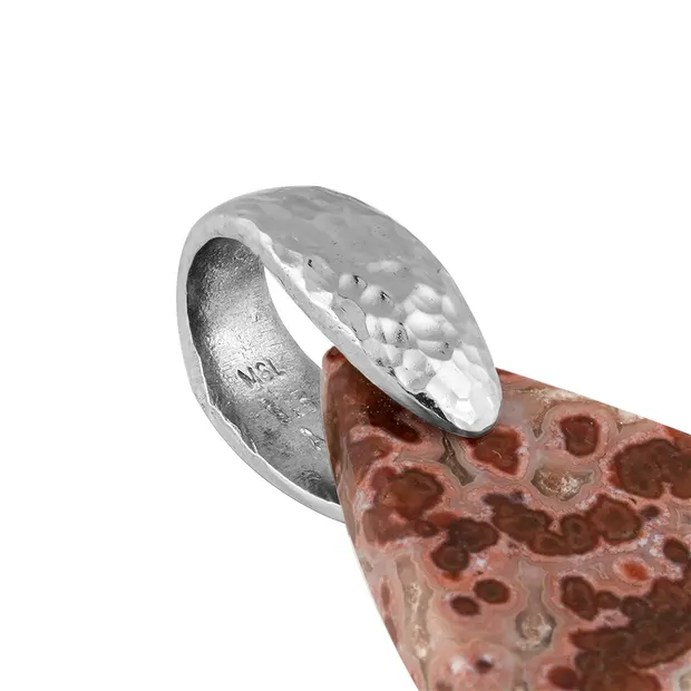 Anhänger Ozean-Jaspis (rot), Tropfen, 5,0cm, rhodiniert | Marco Schreier