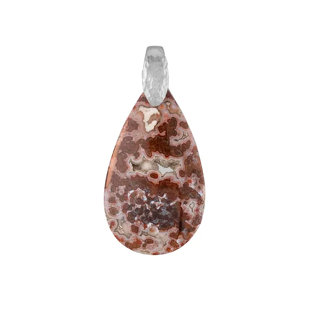 Anhänger Ozean-Jaspis (rot), Tropfen, 5,0cm, rhodiniert | Marco Schreier
