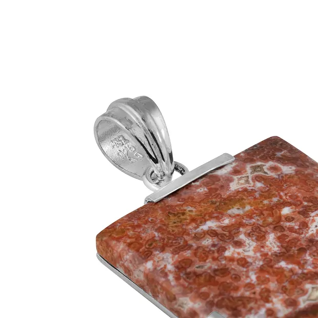 Anhänger Ozean-Jaspis (rot), Rechteck, 4,0cm, rhodiniert | Marco Schreier