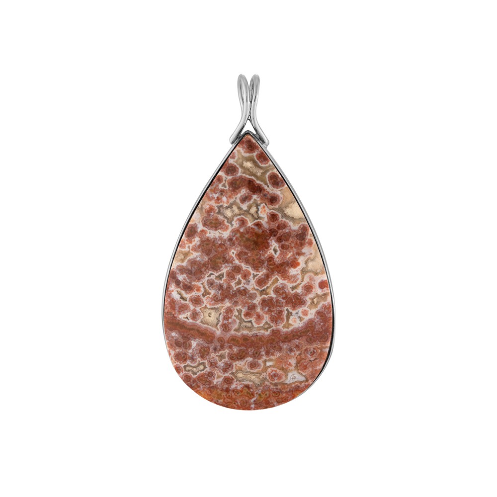 Anhänger Ozean-Jaspis (rot), Tropfen, 4,7cm, rhodiniert | Marco Schreier