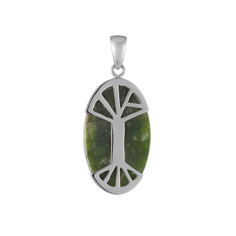 Anhänger Nephrit, Oval, 4,1cm. rhodiniert | GH Edelsteine, Heilsteine & Schmuck